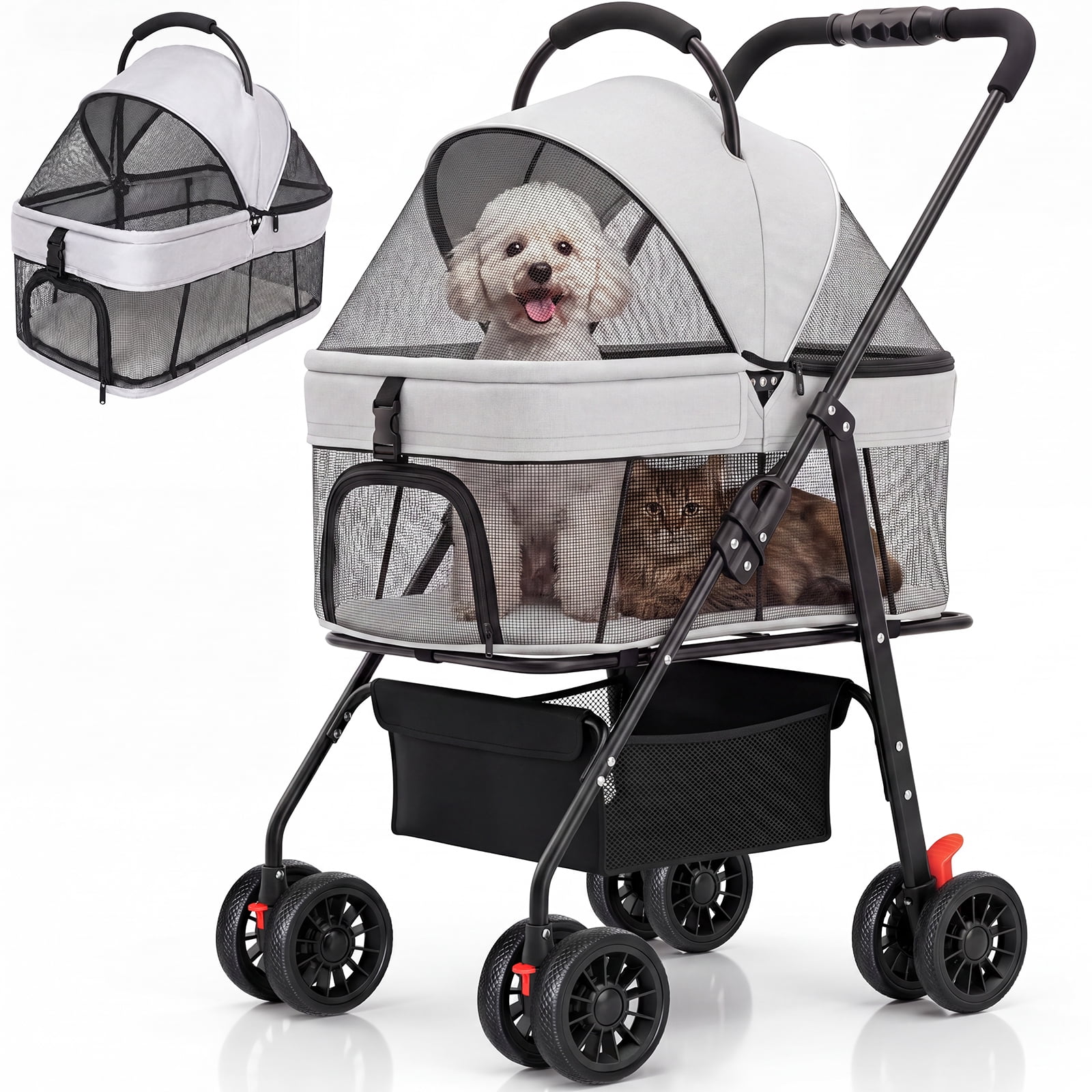 HPZ Pet Rover Prime 3-Wheeled 3-in-1 Dog & Cat Stroller with