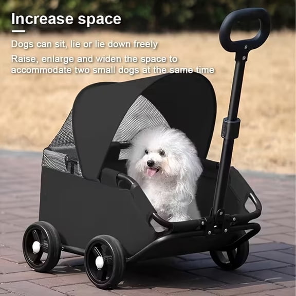 Pet Stroller for Small Dogs and Cats, Capacity up to 33 lb, Gravity-Fold Design,Black