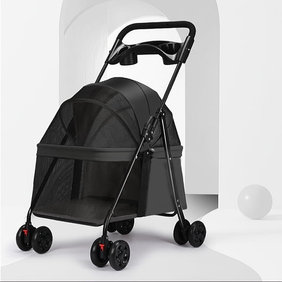 Pet Stroller for Small Dogs and Cats, Capacity up to 33 lb, Gravity-Fold Design,Black