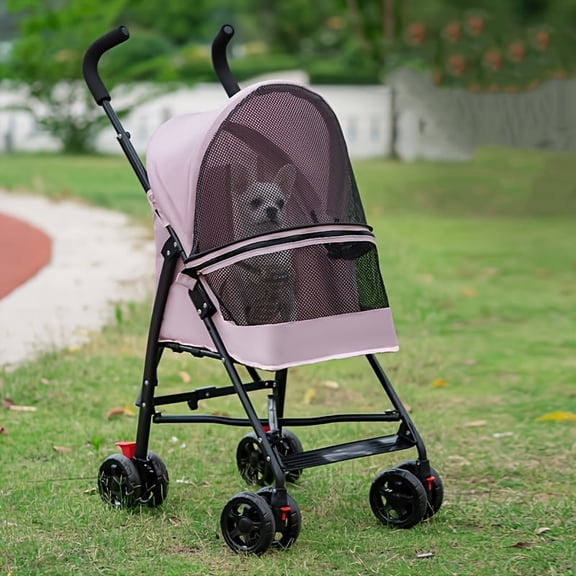 Pet Stroller for Small Dogs and Cats, Capacity up to 33 lb, Gravity-Fold Design,Pink