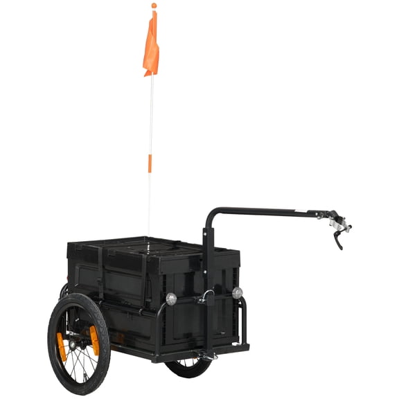 Pet Strollers Aosom Bike Cargo Trailer, Bicycle Trailer Wagon Cart with Removable Storage Box, Quick Release 16" Wheels and Safe Reflectors, No Bottom,Pet Stroller