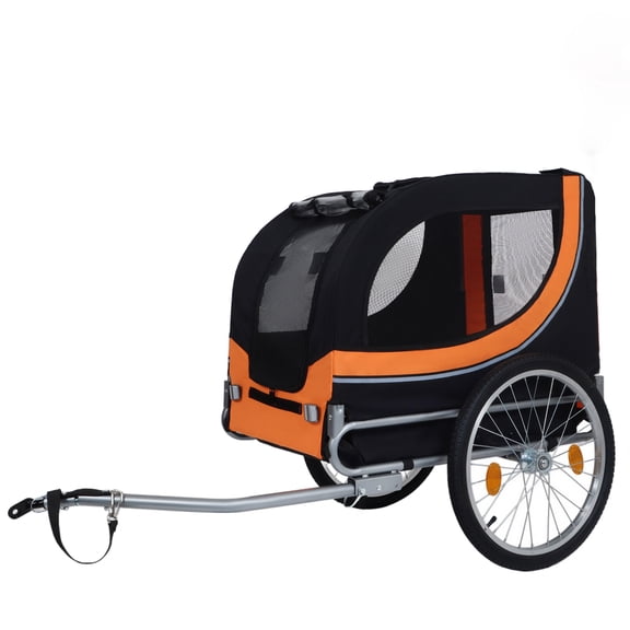 Pet Strollers Large Folding Bike Trailer for Dogs – 66LB Capacity All-Terrain Pet Carrier, Durable Steel Frame for Cycling, Jogging, Camping & Outdoor Adventures, Black- Orange,Pet Stroller