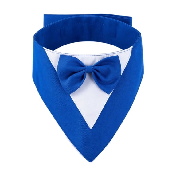 Pet Suit Tie Adjustable Collar, Dog Tuxedo Dress Up for Dog Cat Daily Wear Festival Party Photo Prop Blue L