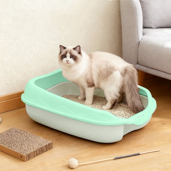 Pet Suitable Litter for Control with Breathable Materials and Easy Observation - Semi Enclosed Design for Indoor Use and Cat-Friendly, 50 cm, Green