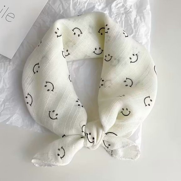 Pet Summer Scarf for Dogs Cats Lightweight Adjustable Smiling Face Design