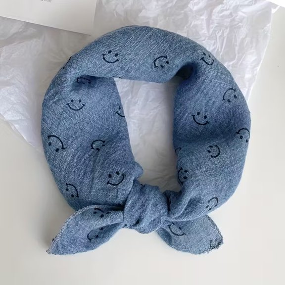 Pet Summer Scarf for Dogs and Cats - Lightweight Adjustable Scarf with Smiling Face Pattern