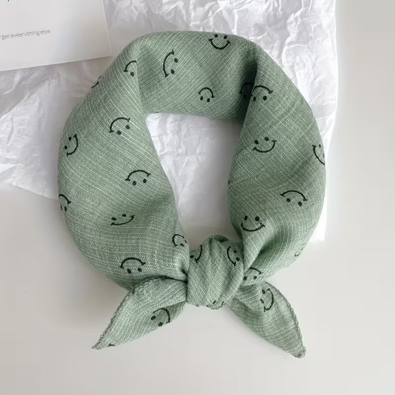 Pet Summer Scarf for Dogs and Cats - Lightweight, Breathable, Adjustable Smiling Face Pattern, Cute Photo Prop for All Sizes