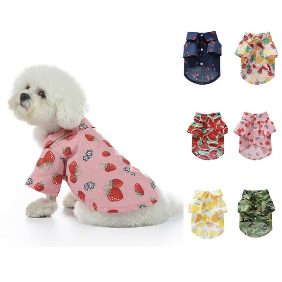 Pet Summer T-Shirts Hawaii Style Floral Dog Shirt Hawaiian Printed Pet T-Shirts Breathable Cool Clothes Beach Seaside Puppy Shirt Sweatshirt for Small Puppy (Cute Style)