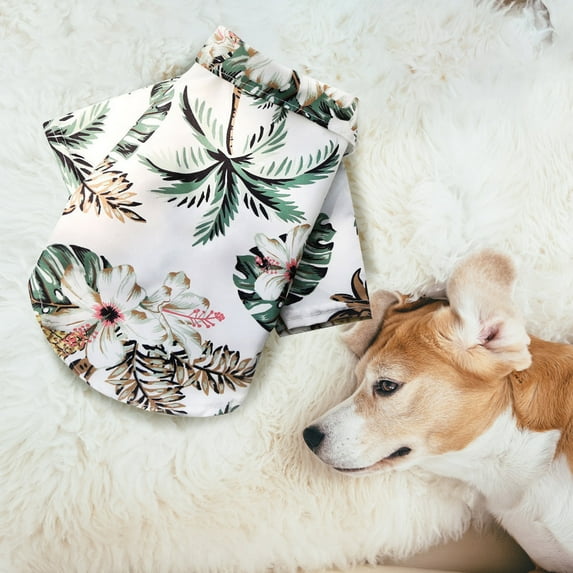 Pet Summer T-Shirts Hawaii Style Floral Pet Dog Shirt Breathable Cool Clothes Beach Seaside Puppy Sweatshirt for Small Puppy