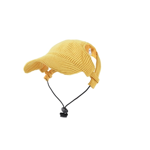 Pet Sun Hat Corduroy Dog Hat with Adjustable Strap, Stylish Sunscreen Cap for Dogs and Cats, Outdoor UV Protector Pet Accessories for Summer Walks and Beach Days, Large, Yellow Size:S