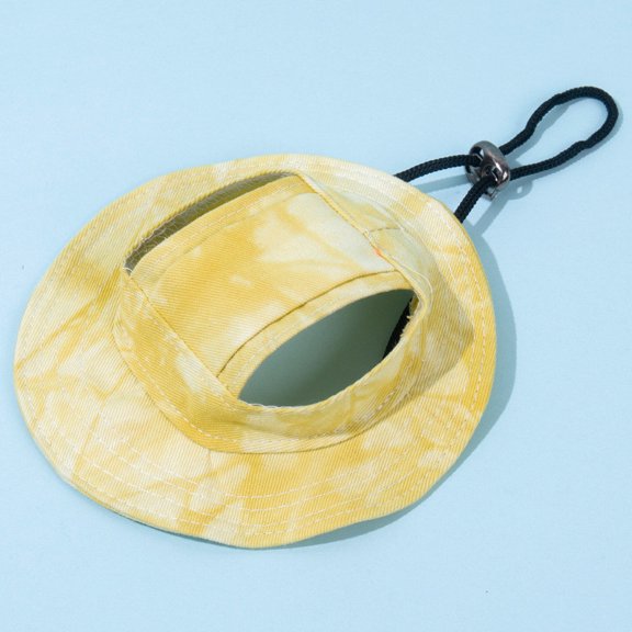 Pet Sun Hat, Zzbeans Adjustable Breathable Dog Visor, Size S for 28cm Head Circumference Sun Protection Outdoor Cat Hat Lightweight Comfortable, Yellow