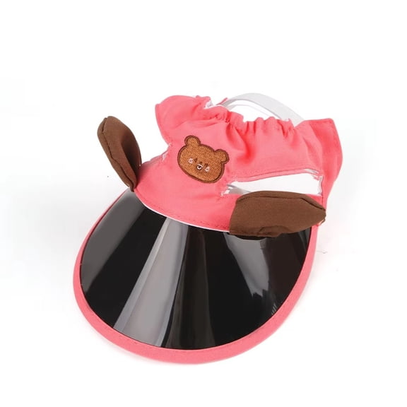 Pet Sun Hat with Ear Holes for Cats and Rabbits, Breathable Summer Visor Cap for Small Dogs for Outdoor Sun Protection, Pink L