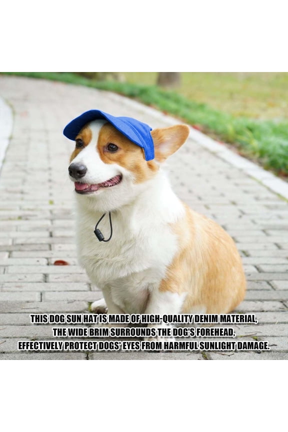 Pet Sun Protection Hat, Dog Baseball Visor with Ear Cutouts, Durable Outdoor Cap for Small To Large Dogs, Windproof Lightweight Design for Daily Walks Beach Trips, Blue-L