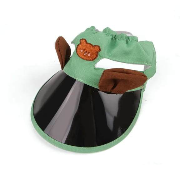 Pet Sun Protection Hats, Dog Exposed Ear Caps, Adjustable Gathered Band, Daily Walks, Kitten Adult Cat, Green, 1 Pc