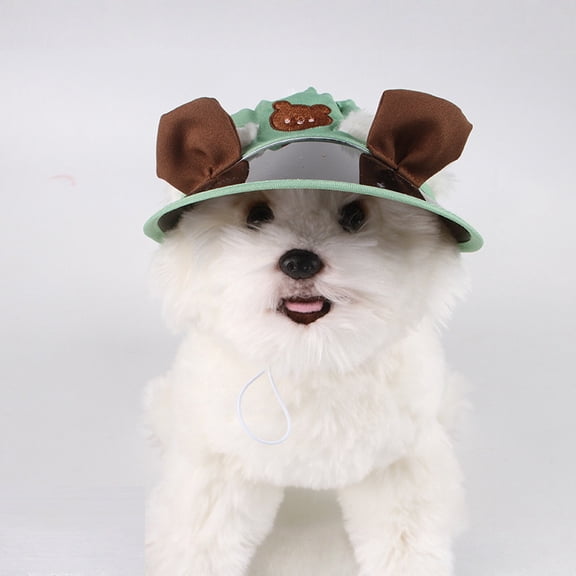 Pet Sunscreen Hat for Outdoor & Photography, Summer Cool Ear-Revealing Hat for Cat Teddy Rabbit, Breathable, Lightweight and Easy to Clean Dog Sun Protection Baseball Cap, Green, Size: L