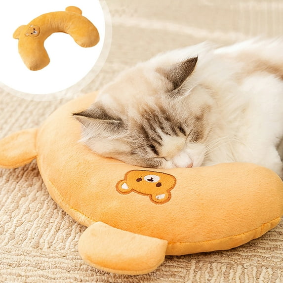 Pet Supplies Calming Pillow for Dogs,U Shape Soft Fluffy Pillows for Cat,Breathable Pet Neck Pillow,Fluffy Pet Calming Toy for Indoor Cats and Puppies to Improve Sleep Quality