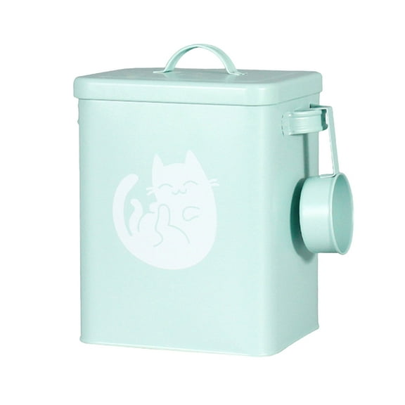 Galvanized Steel Pet Food Storage Container Airtight Dry Pantry Canister with Measuring for Freshness