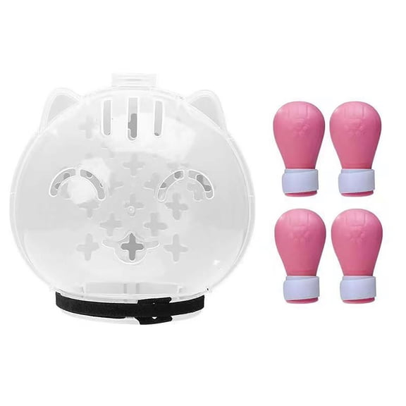 Pet Supplies Cat Muzzle for Grooming Breathable Transparent Head Cover with Silicone Nail Cutter for Indoor Outdoor Use
