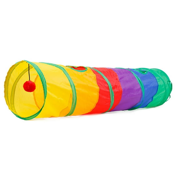 Pet Supplies Cat Tunnel, Cat Tubes for Indoor Cats Collapsible Cat Play Toy for Puzzle Exercising Hiding Training and Running with a Red Fun Ball and 2 Holes