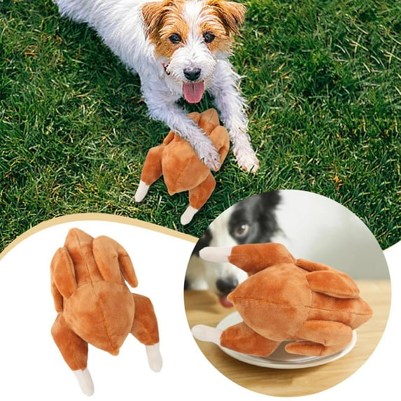 Pet Supplies Chicken Crinkle Plush Dog Toys for Interactive Play, Soft Plush Roasted Chicken Hide & Seek Foraging Game for Small Dogs, Puppy and Senior Indoor Play