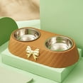 thumbnail image 1 of Pet Supplies Double Dog Bowls Removable Stainless Steel Non Food Water Bowls with Bowknot for Small Dogs and Cats, 1 of 3