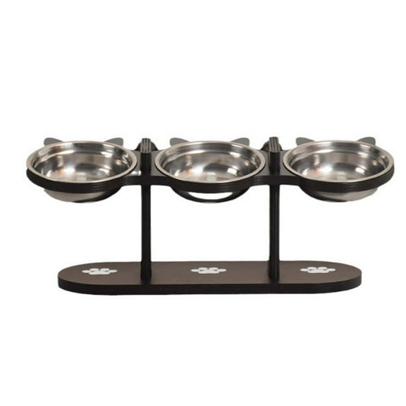 Pet Supplies Elevated Adjustable Feeding Bowl Set for Cats and Dogs - 3 Stainless Steel Bowls with Stand for Optimal Comfort and Convenience