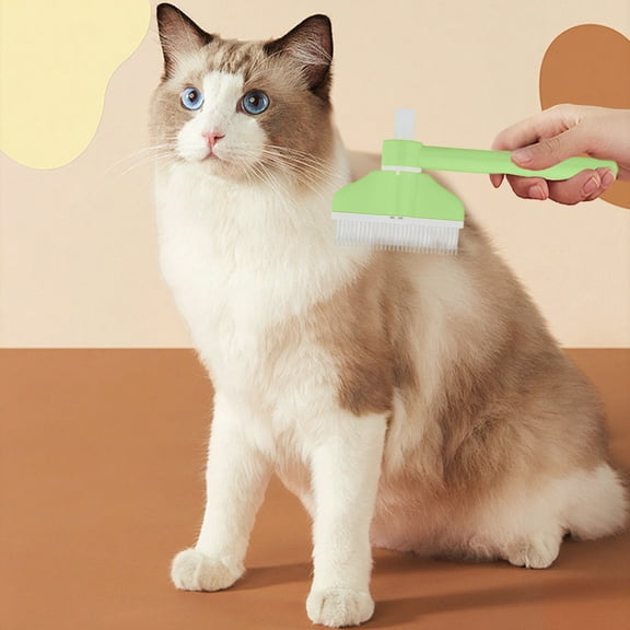 Flea Comb for Cats and Dogs Stainless Steel Pet Hair Removal Brush with Self Cleaning Release Button Long Short Teeth Deshedding Grooming Tool