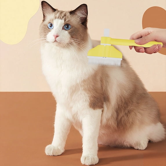 Pet Supplies Flea Comb for Hair Removal and Grooming for Cats and Dogs with Self-Cleaning Button and Durable Stainless Steel Teeth for Shedding