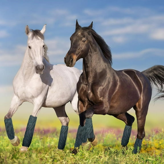 Pet Supplies Fly Boots for Horses - Breathable Mesh Protective Leg Wraps for Summer Turnout Ride Gear and Hoof Care - 4 Pack Equine Accessories