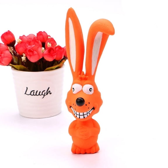 Pet Supplies, Latex Rabbit Squeaky Dog Toy Bite Resistant Chew Toy for Dental Cleaning, Interactive Training & Teething Relief