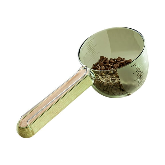 Pet Supplies Measuring Cup for Animal Food - Precision Scales for Dog Cat Food - Locking Clip Design for Rice Flour Cereals - Durable with Wooden Handle