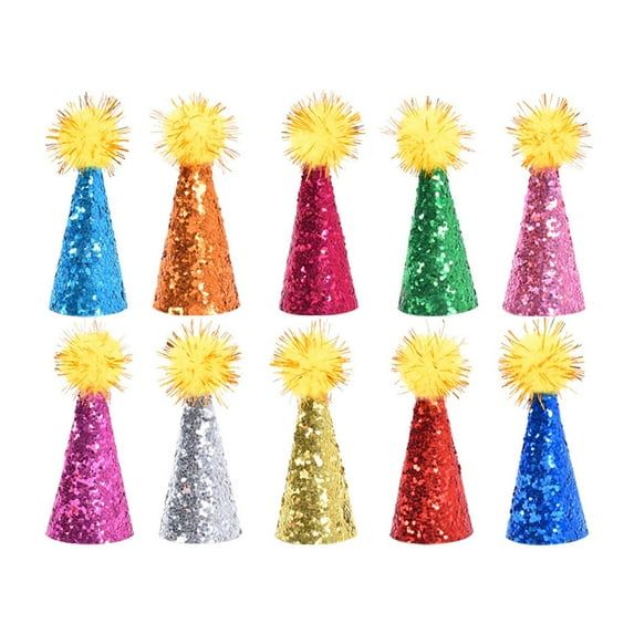 Pet Supplies Mini Party Birthday Hats for Small Animals Fabric Hats with Adjustable Band for Hamsters Dolls and Party Celebrations 10PCS