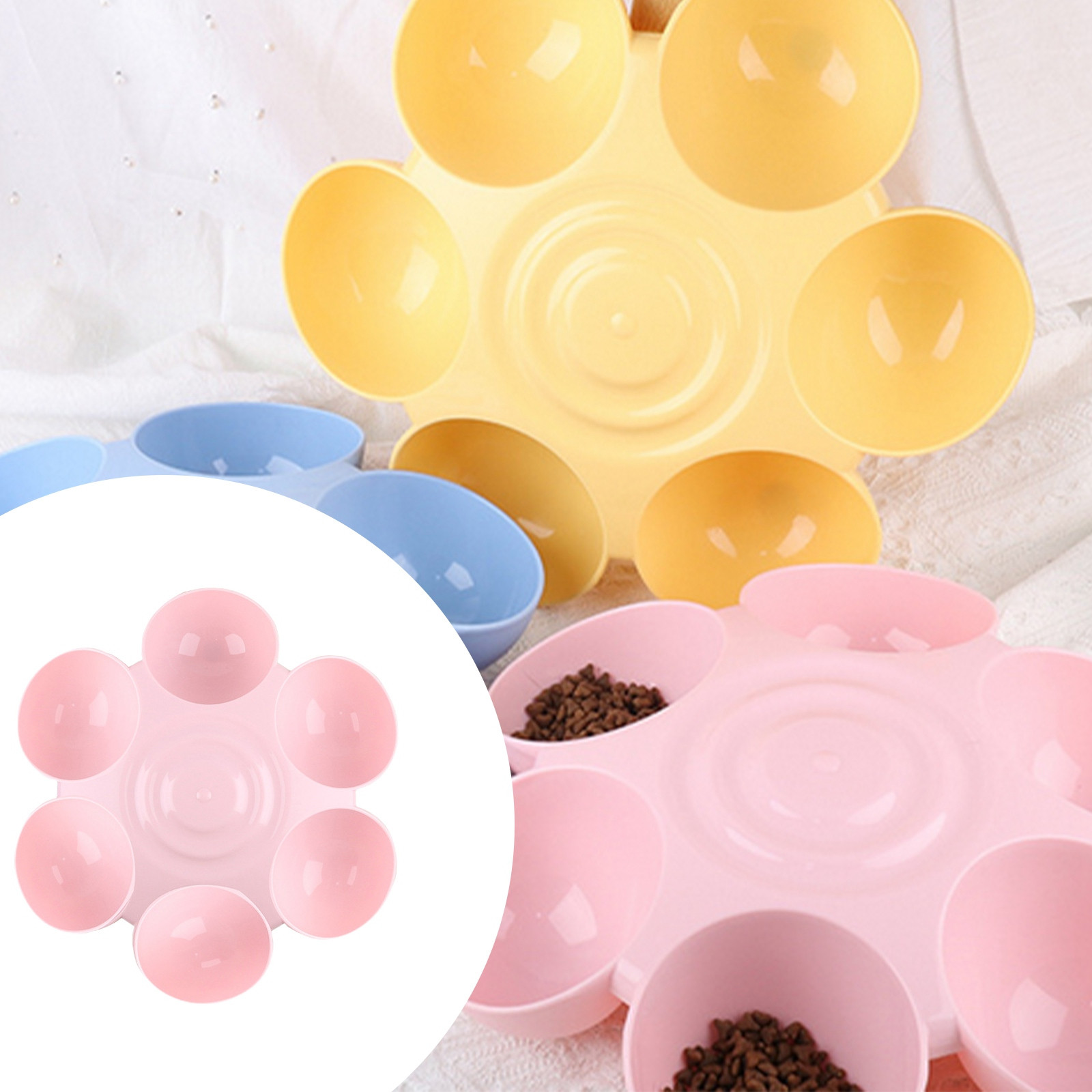 Pet Supplies New Six Grid Petal Pet Bowl With Multiple Pet Cuts Cat