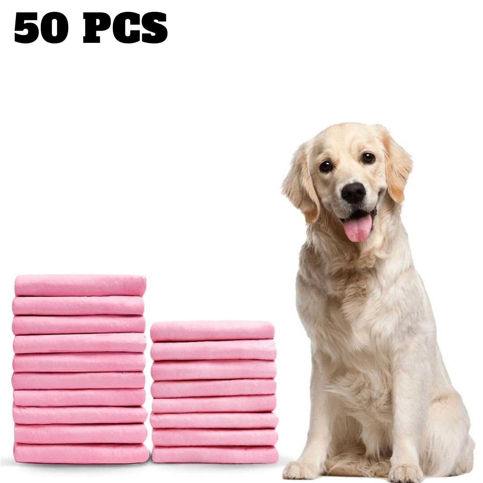 Pet Supplies Puppy Pads- Super Absorbent Dog Training Pads,Quick-Dry,Odor Control,Disposable Pee Pads,Leak-Proof Wee Wee Pads for Indoor Dogs(50PCS,Pink)