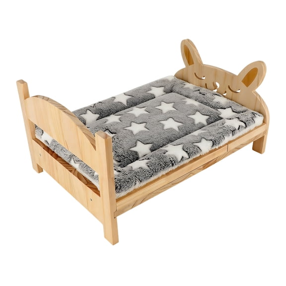 Pet Supplies Indoor Rabbit Bed Cartoon with Soft Base Removable Wooden Bed for Rabbits Hedgehogs Cats Hamsters Squirrels and More