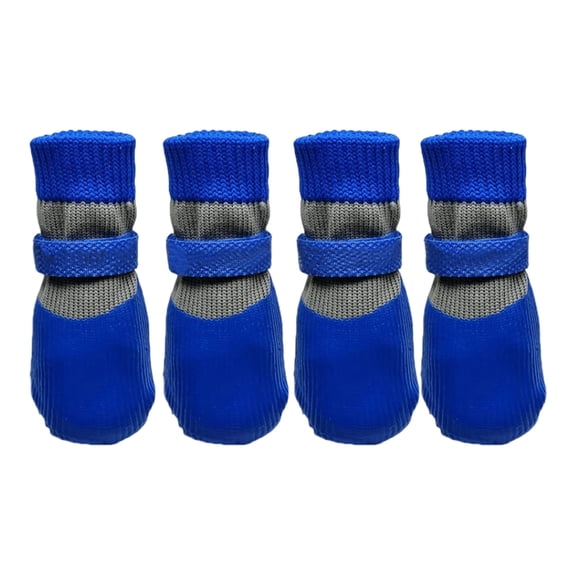 Pet Supplies Outdoor Indoor Protective Gear Set for Cats Dogs with Breathable Rain Boots and Sole Covers Adjustable Rubber Shoes 4PCS,9 cmx4.2 cm,Blue