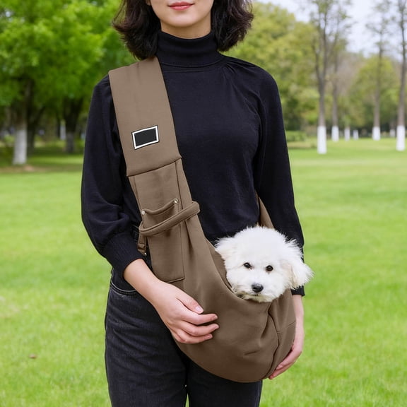 Pet Supplies Sling Reversible Puppy Purse with Storage Pocket Hands-Free Harness Travel Shoulder Tote for Cats and Small Dogs Comfortably Outdoors