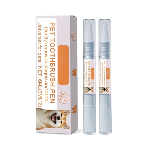 Pet Supplies Toothbrush Pen for Dogs and Cats Cleaning Calculus Bad Breath Reduction 3mlx2 Pack 2PCS