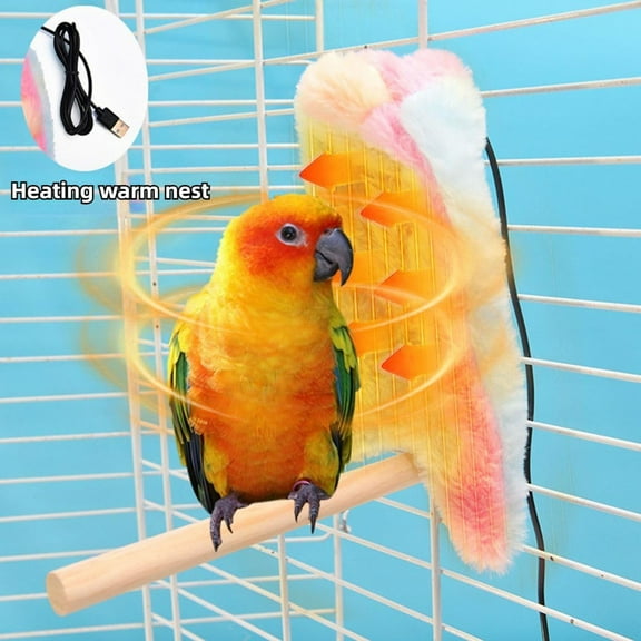 Pet Supplies USB Rechargeable Self Heating Corner Blanket for Birds - Cozy Bed Warmer Hanging Toy and Shelter Bedding for Parrots and Small Animals