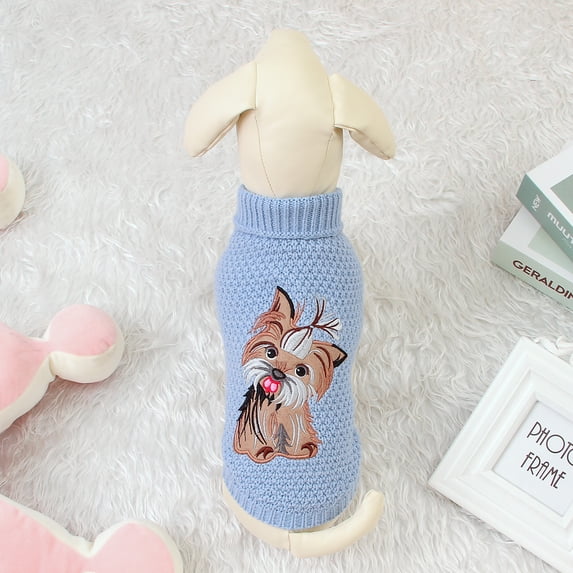 Pet Sweater Knitted Bulldog Chihuahua Clothing Cute Cartoon Winter Autumn Warm Soft Dog Cat Crochet Waistcoat Fashion Solid