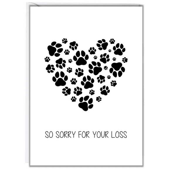 Pet Sympathy Card "So Sorry for Your Loss" Heart Design with Paw Prints Blank Inside Perfect for Pet Lovers in Need of Comfort