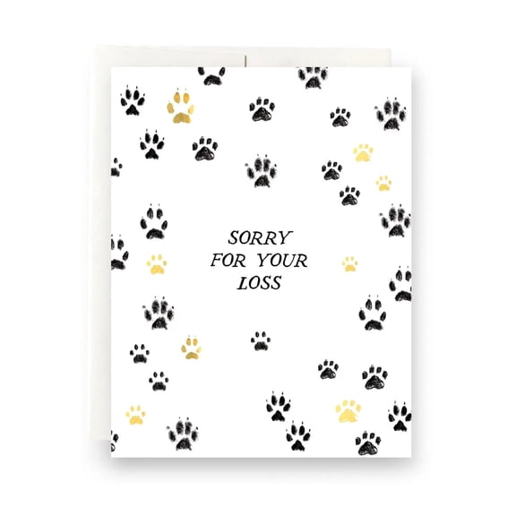 Pet Sympathy Card - "Sorry for Your Loss" Design with Paw Print Motif - Blank Inside, Envelope Included - Thoughtful Gift for Pet Owners Mourning Their Furry Friends