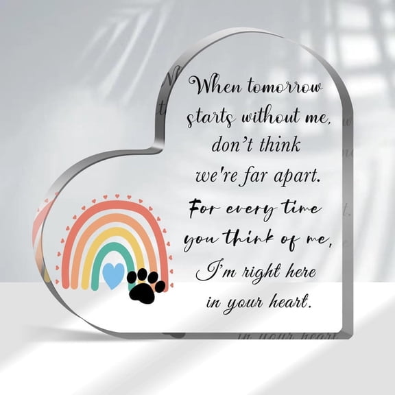 Pet Sympathy Gifts For Loss Of Dog And Cat Pet Bereavement Gifts Pet Remembrance Gift Pet Loss Gifts Passing Away Gifts Pet Footprint Pet Sympathy Memorial Heart Shaped Acrylic Decor Sign 4X4 In