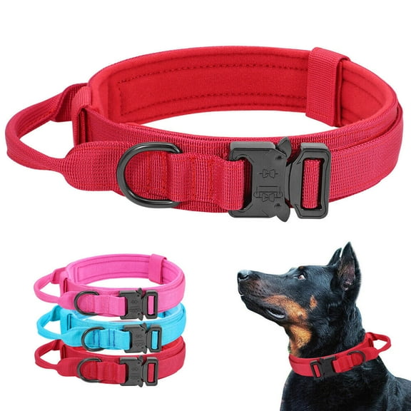 Pet Tactical Dog Collar, Soft Padded, Adjustable With Heavy Duty Metal Buckle, Dog Collar With Control Handle For Medium Large and Extra Large Dogs