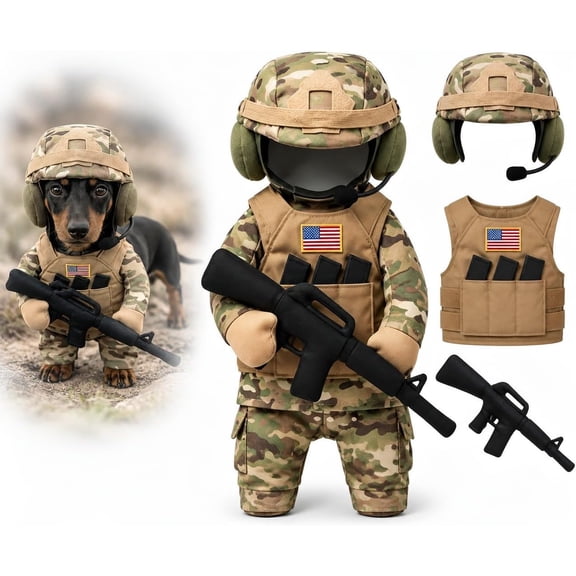 Pet Tactical Soldier Uniform, Halloween Pet Soldier Costume, Dog and Cat Funny Clothes Outfit Apparel for Small Medium,Funny Military Outfit for Small & Medium Pets, Photo Props & Party Apparel,XL