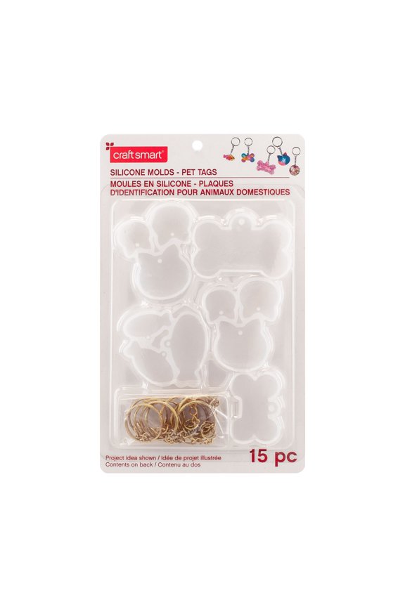 Pet Tag Silicone Mold Set by Craft Smart  15 Mold Shapes with Key Rings per Set - Clear Silicone for DIY Resin Projects - 12 Pack (180 Molds Total)