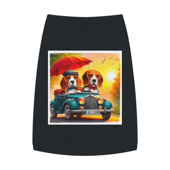 Pet Tank Top Wacky Beagle Dogs In Tiny Car
