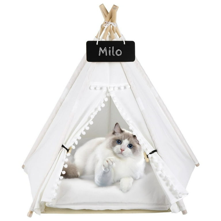 Pet Teepee for Cats Dogs Portable Teepee Tent with Thick Cushion for Small Cats or Dogs Washable Dog House with Blackboard Indoor Pet Bed for Puppies Rabbits Walmart