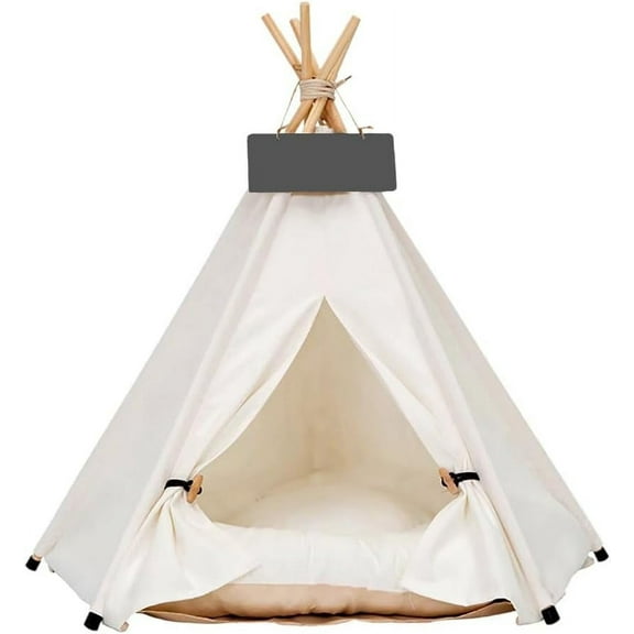 Pet Teepee Dog & Puppy Cat Tents Tipi Bed Portable Houses with Thick Cushion for Pets Up to 20lbs