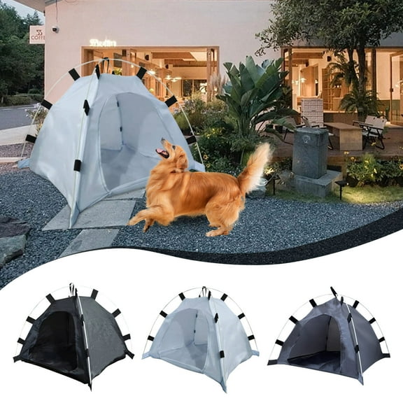 Pet Tent Bed Cave | Portable Warm Enclosed Covered Habitat House | Indoor Outdoor Travel for Small Pets Guinea Pig Ferret Cat Dog | Foldable Lightweight Nylon Fiberglass | Gray Black